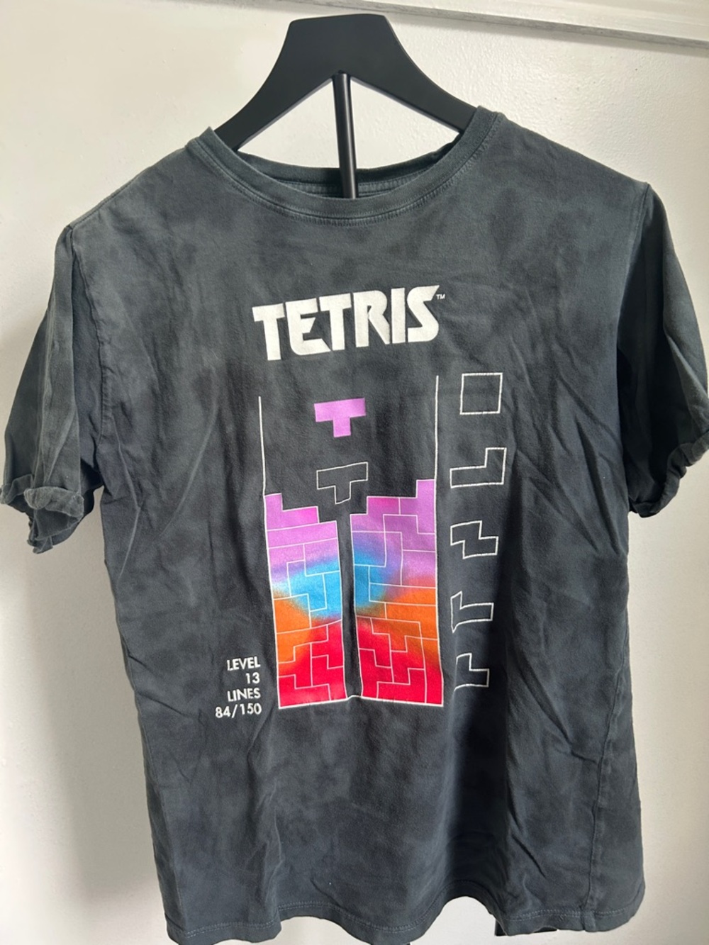 Tetris Graphic Tee with Rainbow Blocks